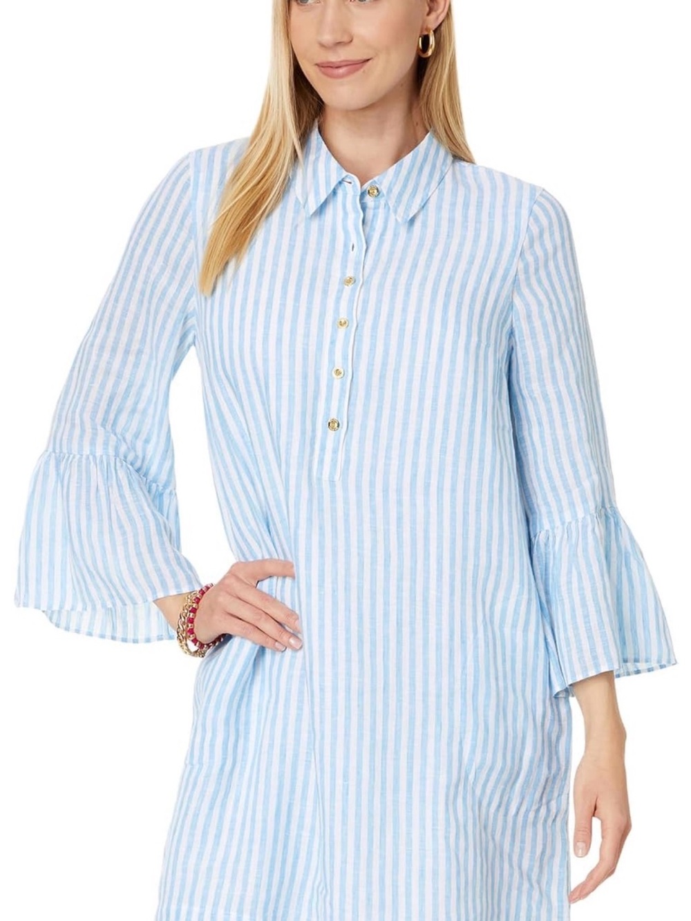 Lilly Pulitzer Women's Jazmyn 3/4 Sleeve Linen Tunic Dress Preppy Coastal 4th